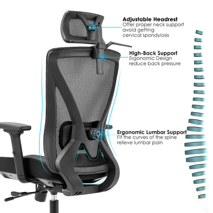 High back office chair - Model No. KP -Oka-H (Plus) Black Color | Best Office Chair