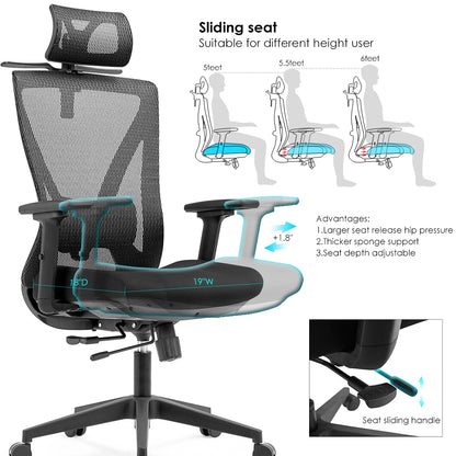 High back office chair - Model No. KP -Oka-H (Plus) Black Color | Best Office Chair
