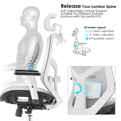High back office chair - Model No. KP -Lina-H (Full mesh) White Color | Best Office Chair