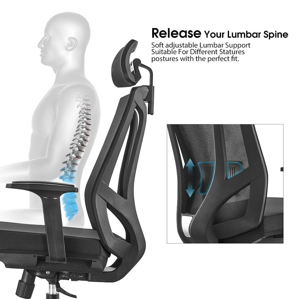High back office chair - Model No. KP -Super-H (Black nylon) | Best Office Chair